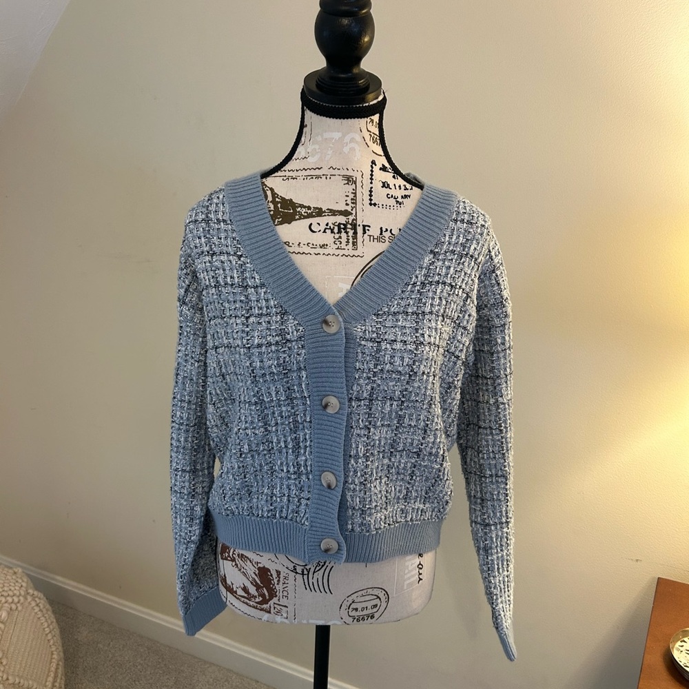 Jessica Simpson Light Blue Textured Cardigan